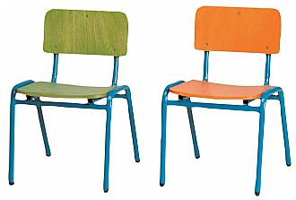 כסא גן רגל מתכת מושב עץ