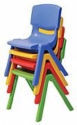 כסא פלסטיק נערם בצבעים